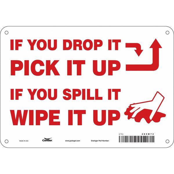 Safety Sign, 7 in Height, 10 in Width, Aluminum, Vertical Rectangle, English, 485M72