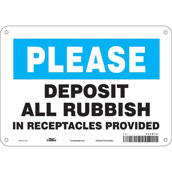 Safety Sign, 7 in Height, 10 in Width, Aluminum, Vertical Rectangle, English, 485M78