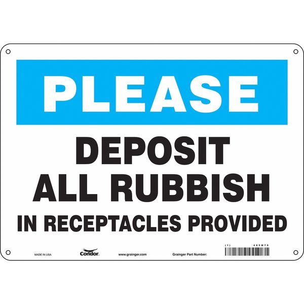 Safety Sign, 10 in Height, 14 in Width, Aluminum, Horizontal Rectangle, English, 485M79