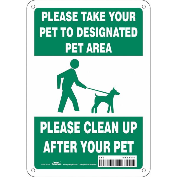 Safety Sign, 10 in Height, 7 in Width, Aluminum, Horizontal Rectangle, English, 485M45
