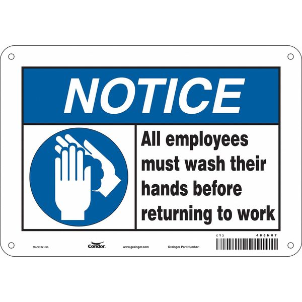Safety Sign, 7 in Height, 10 in Width, Aluminum, Vertical Rectangle, English, 485N87
