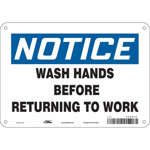 Safety Sign, 7 in Height, 10 in Width, Aluminum, Vertical Rectangle, English, 485N78