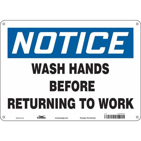 Safety Sign, 10 in Height, 14 in Width, Aluminum, Horizontal Rectangle, English, 485N79