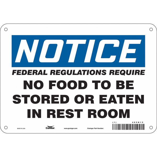 Safety Sign, 7 in Height, 10 in Width, Aluminum, Vertical Rectangle, English, 485N15