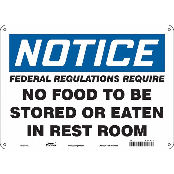 Safety Sign, 10 in Height, 14 in Width, Aluminum, Horizontal Rectangle, English, 485N16
