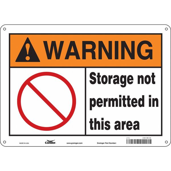 Safety Sign, 10 in Height, 14 in Width, Aluminum, Horizontal Rectangle, English, 485N22
