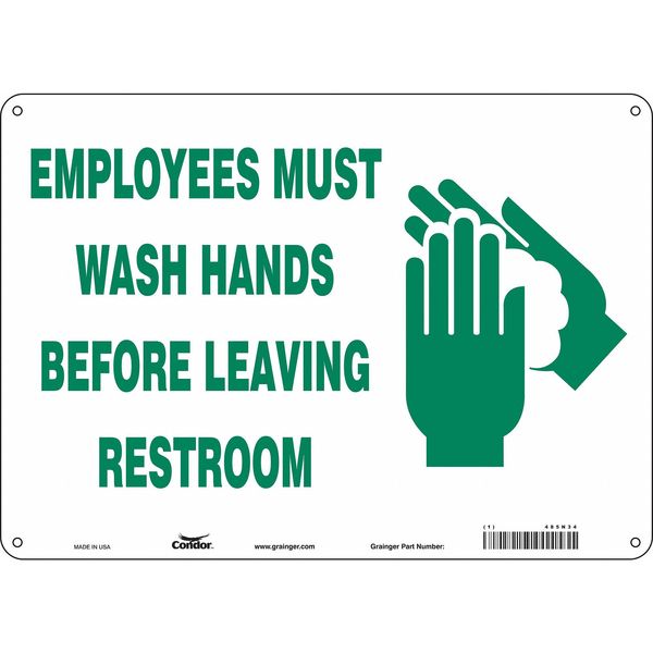 Safety Sign, 10 in Height, 14 in Width, Aluminum, Horizontal Rectangle, English, 485N34