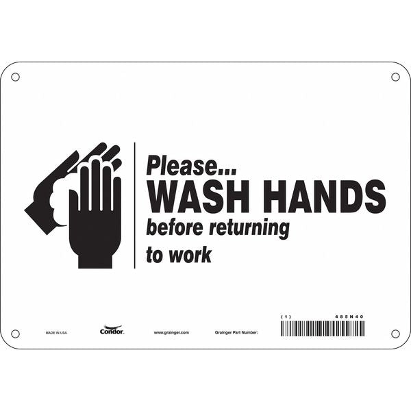 Safety Sign, 7 in Height, 10 in Width, Aluminum, Vertical Rectangle, English, 485N40
