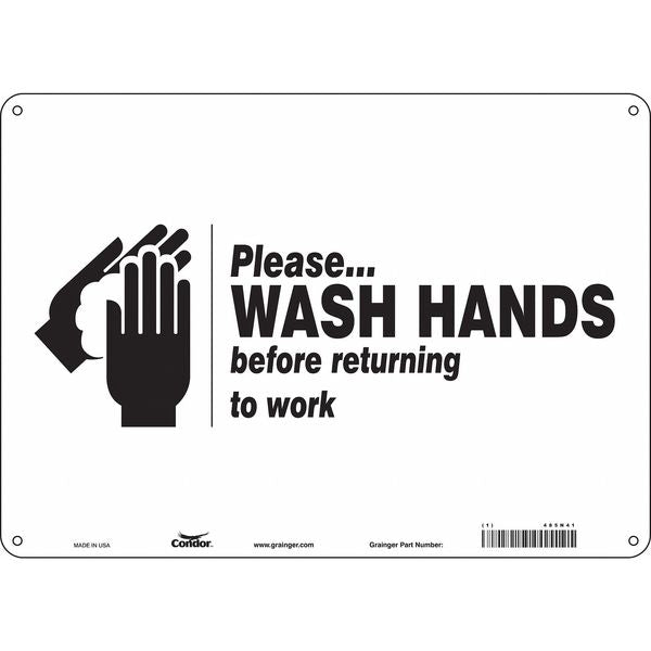 Safety Sign, 10 in Height, 14 in Width, Aluminum, Horizontal Rectangle, English, 485N41