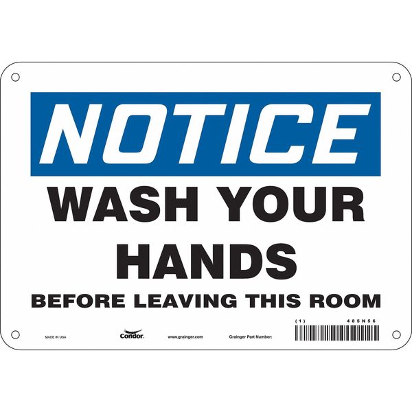Safety Sign, 7 in Height, 10 in Width, Aluminum, Vertical Rectangle, English, 485N56