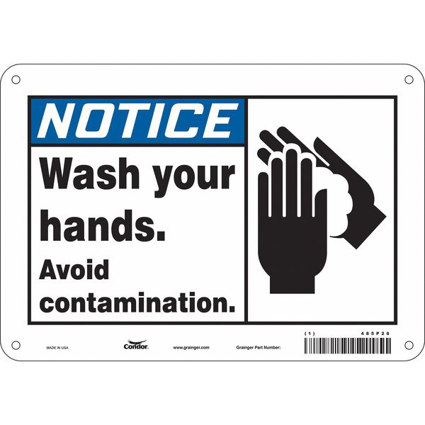 Safety Sign, 7 in Height, 10 in Width, Aluminum, Vertical Rectangle, English, 485P26