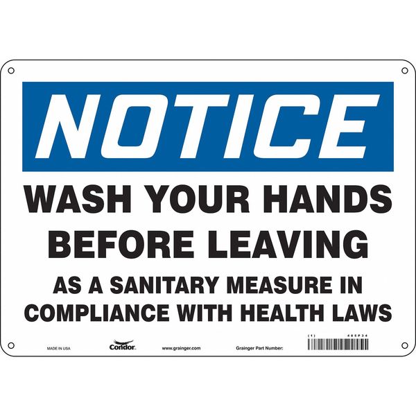 Safety Sign, 10 in Height, 14 in Width, Aluminum, Horizontal Rectangle, English, 485P34