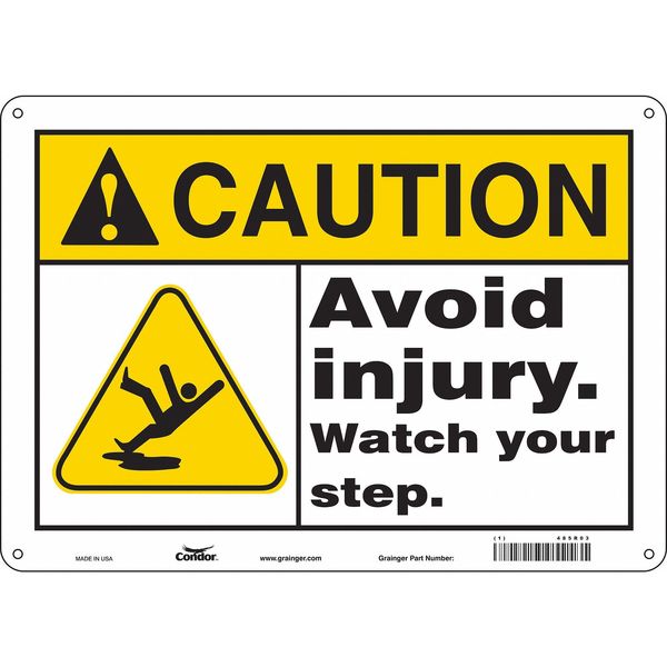 Safety Sign, 10 in Height, 14 in Width, Aluminum, Horizontal Rectangle, English, 485R03