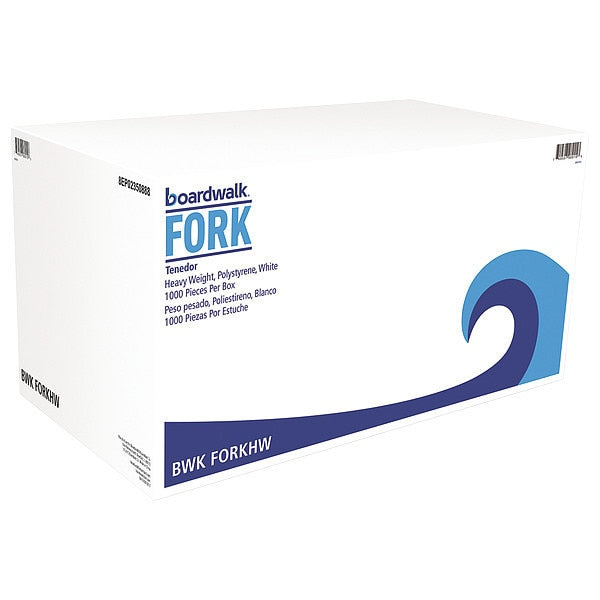 Disposable Fork, White, Plastic, PK1000, Pack Count: 1, 000