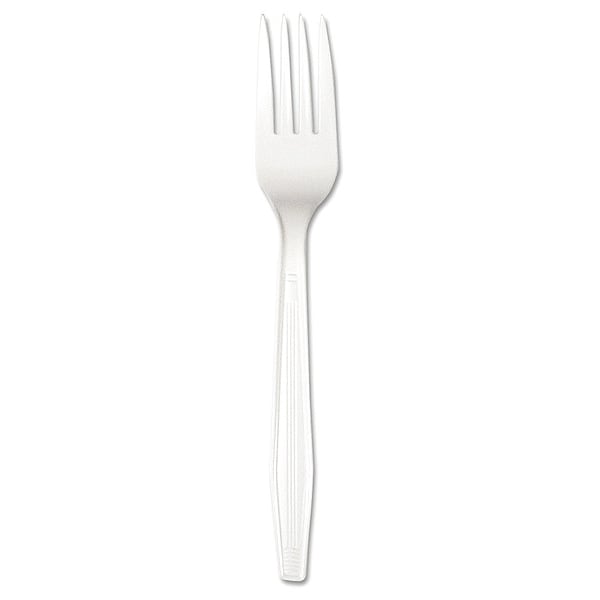 Disposable Fork, White, Plastic, PK1000, Wrapped/Unwrapped: Unwrapped