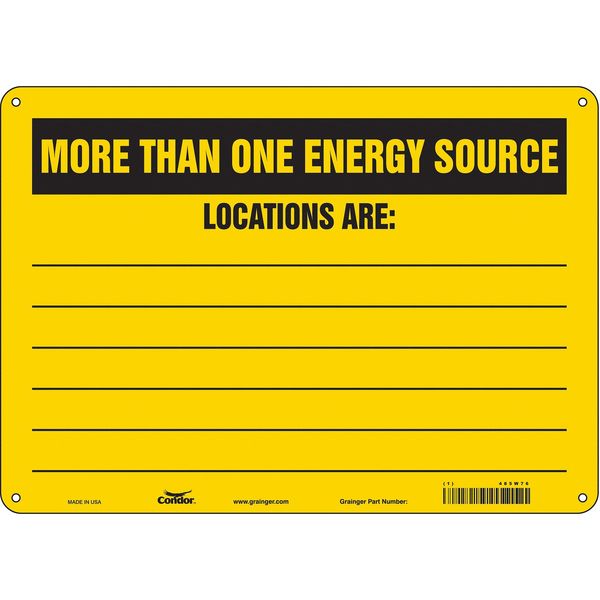Safety Sign, 10 in Height, 14 in Width, Aluminum, Horizontal Rectangle, English, 485W76
