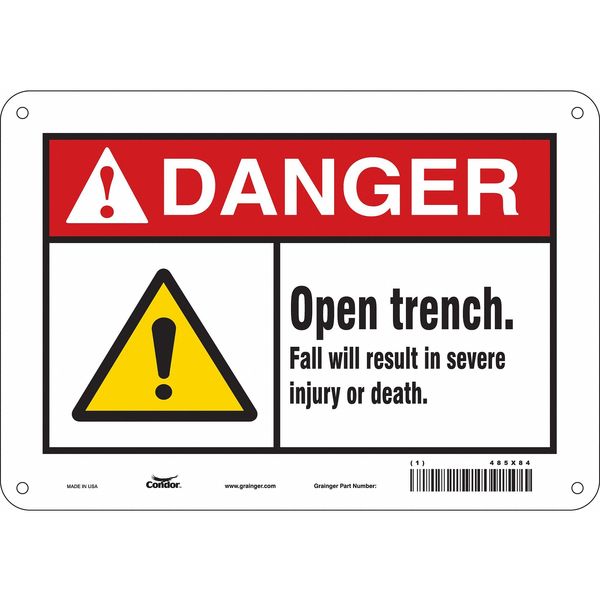 Safety Sign, 7 in Height, 10 in Width, Aluminum, Vertical Rectangle, English, 485X84