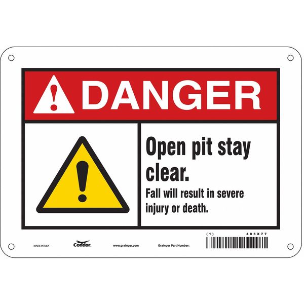 Construction Sign, 7 in H, 10 in W, Aluminum, Vertical Rectangle, English, 485X77