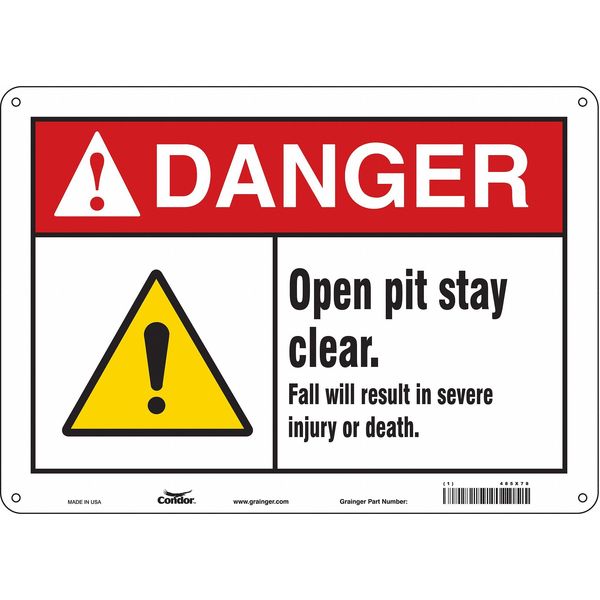 Construction Sign, 10 in H, 14 in W, Aluminum, Horizontal Rectangle, English, 485X78
