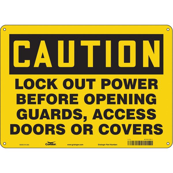 Safety Sign, 10 in Height, 14 in Width, Aluminum, Horizontal Rectangle, English, 485X01