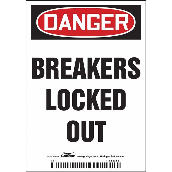 Lockout Sign, 5 in Height, 3 1/2 in Width, Magnetic Vinyl, Vertical Rectangle, English