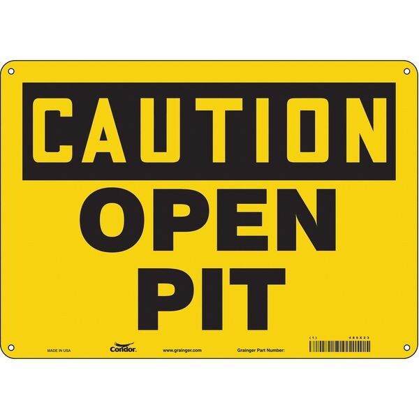 Construction Sign, 10 in H, 14 in W, Aluminum, Horizontal Rectangle, English, 485X23