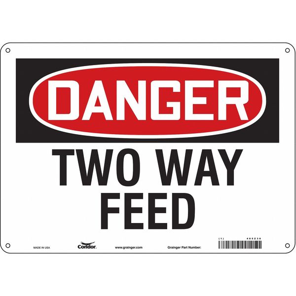 Safety Sign, 10 in Height, 14 in Width, Aluminum, Horizontal Rectangle, English, 485Z38