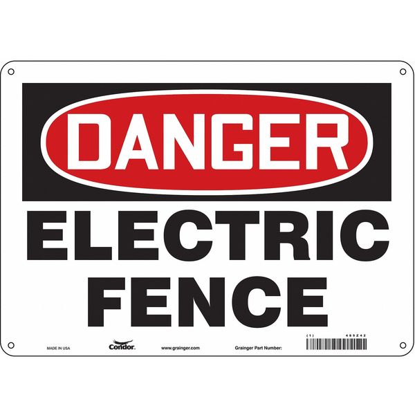 Safety Sign, 10 in Height, 14 in Width, Aluminum, Horizontal Rectangle, English, 485Z42