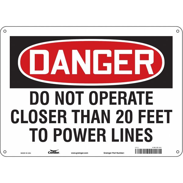Safety Sign, 10 in Height, 14 in Width, Aluminum, Horizontal Rectangle, English, 485Z44
