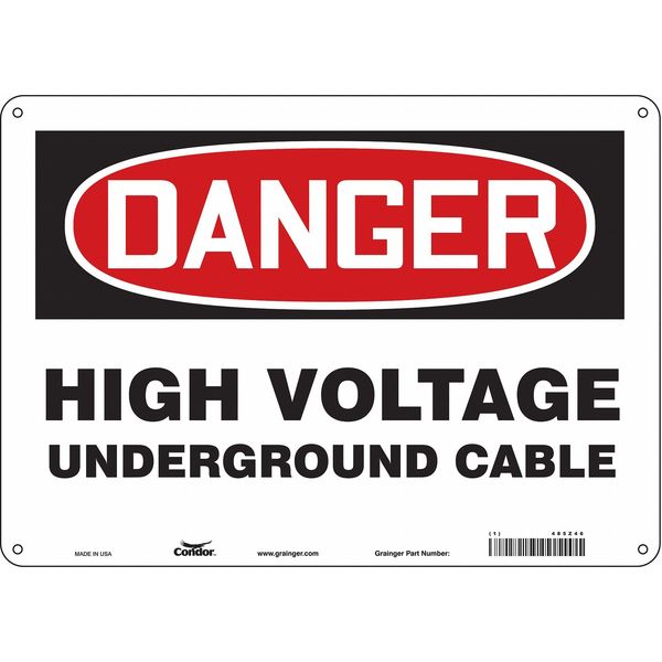 Safety Sign, 10 in Height, 14 in Width, Aluminum, Horizontal Rectangle, English, 485Z46