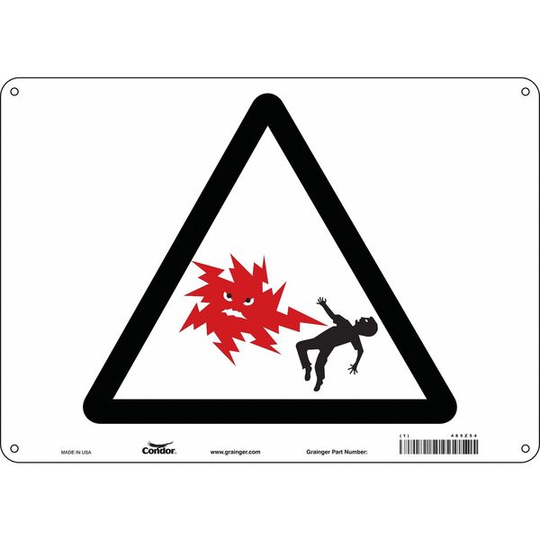 Safety Sign, 10 in Height, 14 in Width, Aluminum, Horizontal Rectangle, English, 485Z54