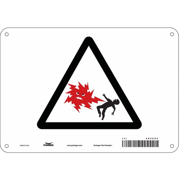 Safety Sign, 7 in Height, 10 in Width, Aluminum, Vertical Rectangle, English, 485Z55
