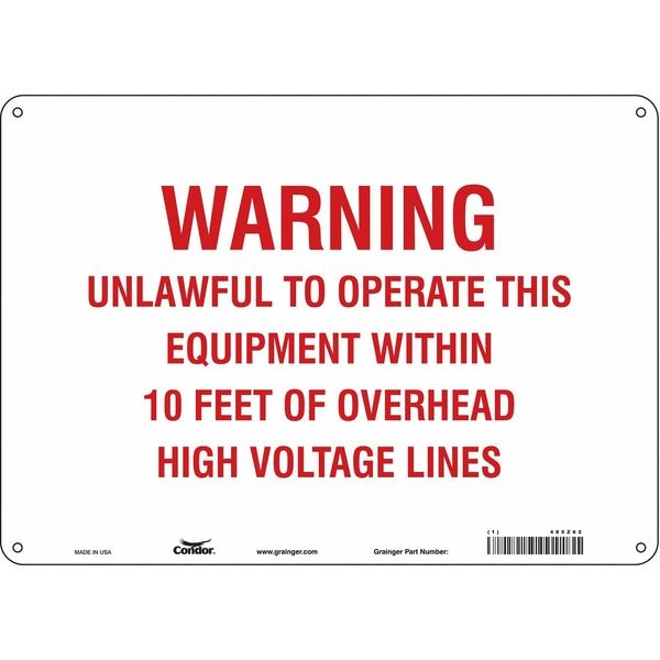 Safety Sign, 10 in Height, 14 in Width, Aluminum, Horizontal Rectangle, English, 485Z62