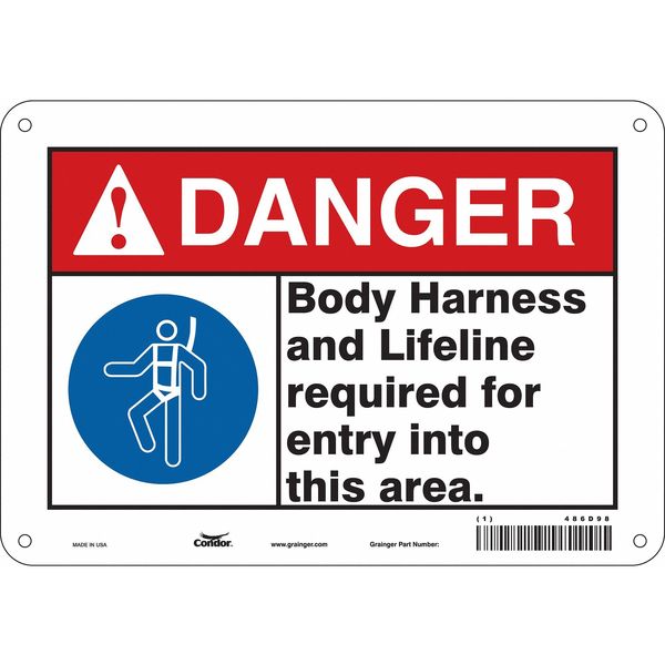 Safety Sign, 7 in Height, 10 in Width, Aluminum, Vertical Rectangle, English, 486D98