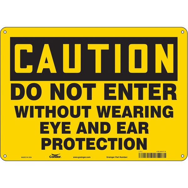 Safety Sign, 10 in Height, 14 in Width, Aluminum, Horizontal Rectangle, English, 486D75