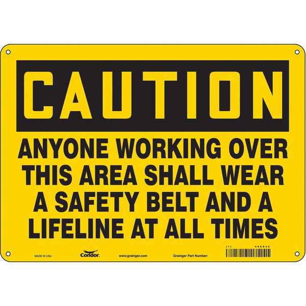 Safety Sign, 10 in Height, 14 in Width, Aluminum, Horizontal Rectangle, English, 486D42