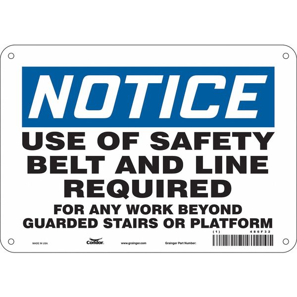 Safety Sign, 7 in Height, 10 in Width, Aluminum, Vertical Rectangle, English, 486F32