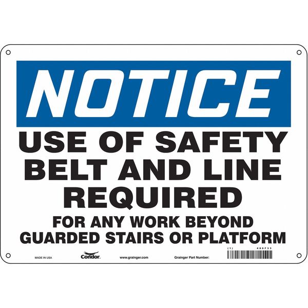 Safety Sign, 10 in Height, 14 in Width, Aluminum, Horizontal Rectangle, English, 486F33