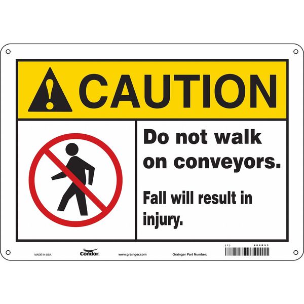 Safety Sign, 10 in Height, 14 in Width, Aluminum, Horizontal Rectangle, English, 486R93