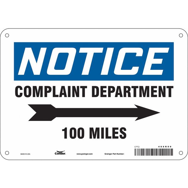 Safety Sign, 7 in Height, 10 in Width, Aluminum, Vertical Rectangle, English, 486R09