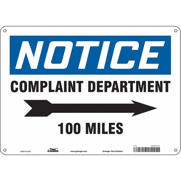 Safety Sign, 10 in Height, 14 in Width, Aluminum, Horizontal Rectangle, English, 486R10