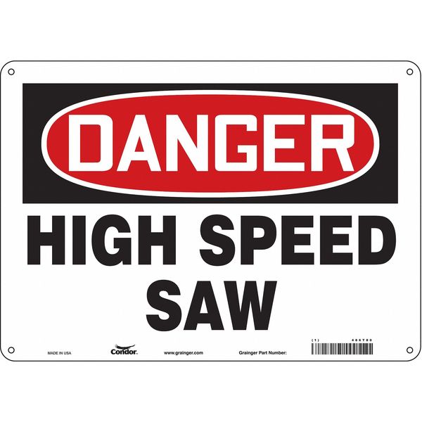 Safety Sign, 10 in Height, 14 in Width, Aluminum, Horizontal Rectangle, English, 486T80