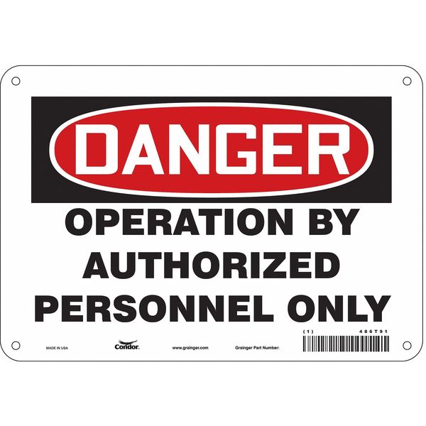 Safety Sign, 7 in Height, 10 in Width, Aluminum, Vertical Rectangle, English, 486T91