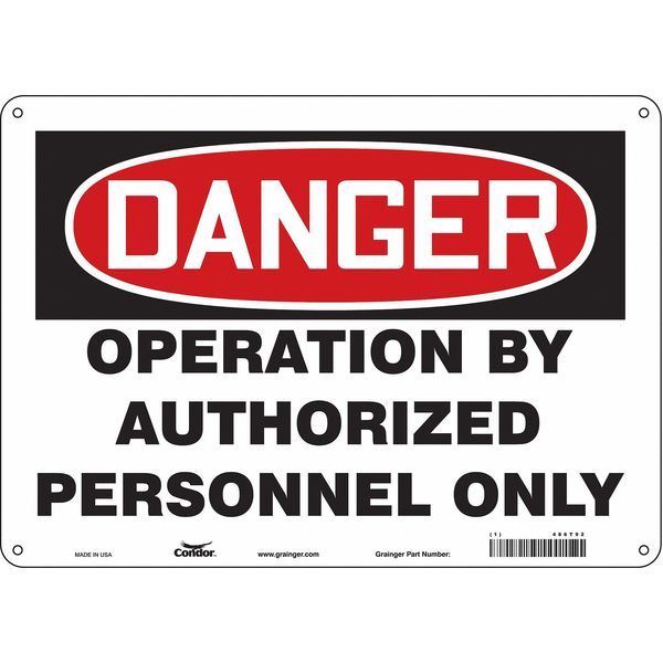 Safety Sign, 10 in Height, 14 in Width, Aluminum, Horizontal Rectangle, English, 486T92