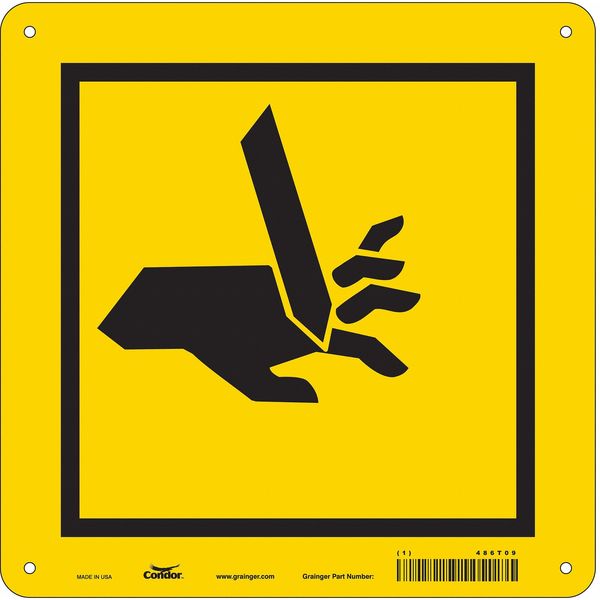 Safety Sign, 10 in Height, 10 in Width, Aluminum, Diamond, English