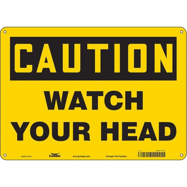 Safety Sign, 10 in Height, 14 in Width, Aluminum, Horizontal Rectangle, English, 486T55