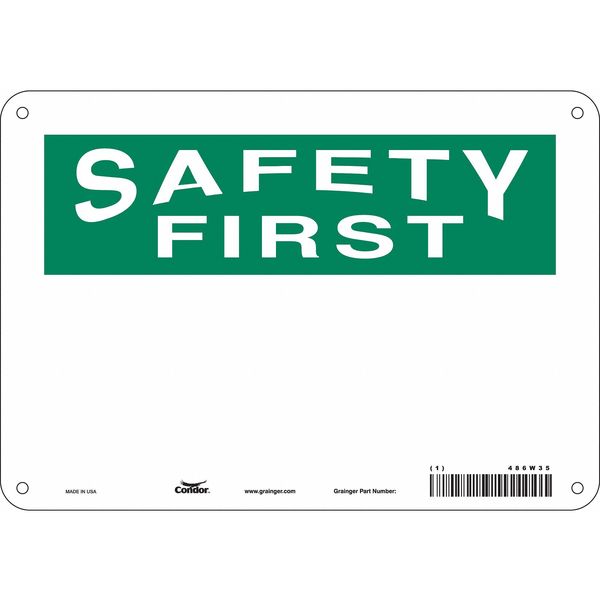 Safety Sign, 7 in Height, 10 in Width, Aluminum, Vertical Rectangle, English, 486W35