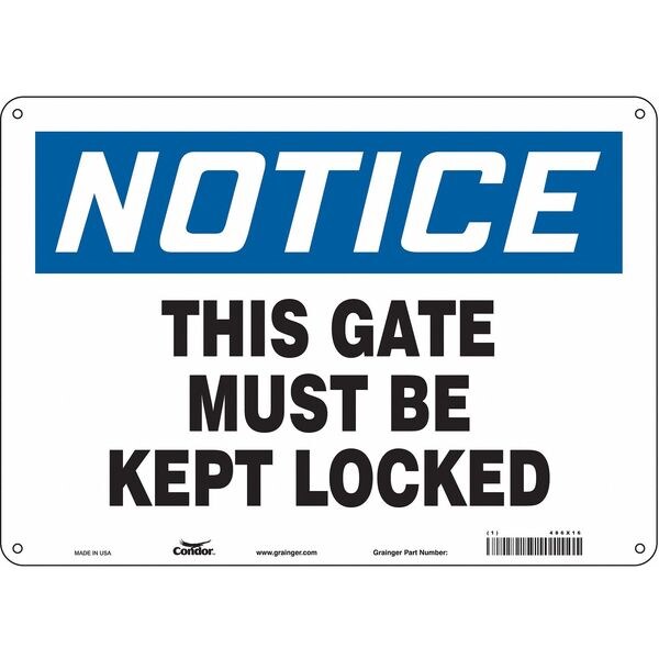 Safety Sign, 10 in Height, 14 in Width, Aluminum, Horizontal Rectangle, English, 486X16