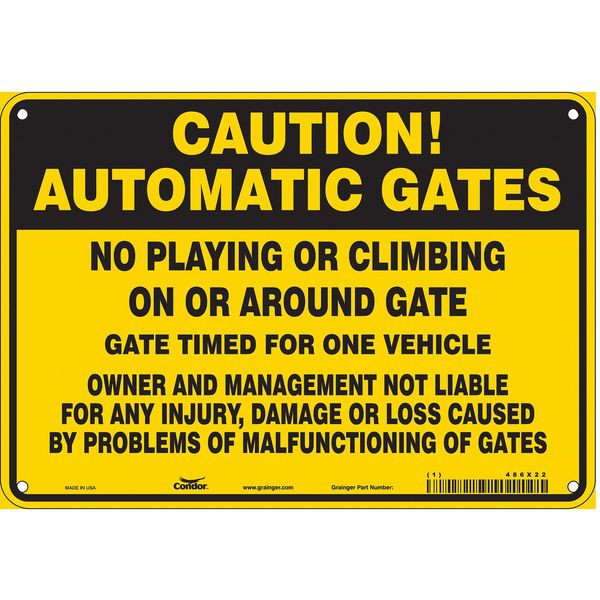 Safety Sign, 7 in Height, 10 in Width, Aluminum, Vertical Rectangle, English, 486X22