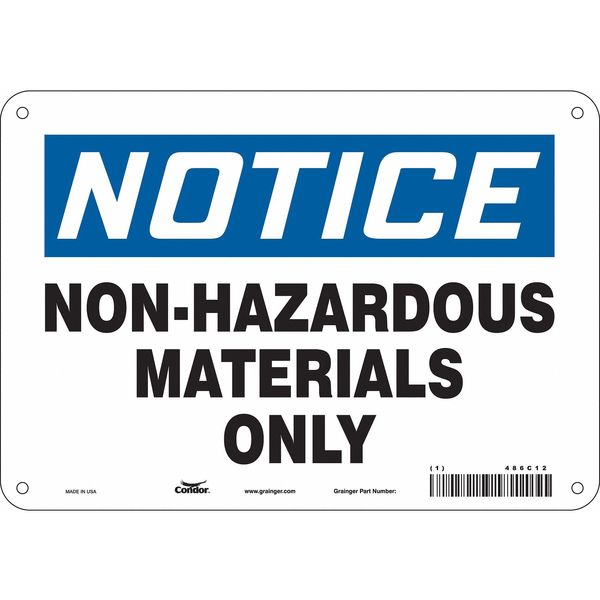 Chemical Sign, 7 in H, 10 in W, Vertical Rectangle, English, 486C12